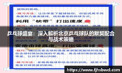 乒乓球盛宴：深入解析北京乒乓球队的默契配合与战术策略